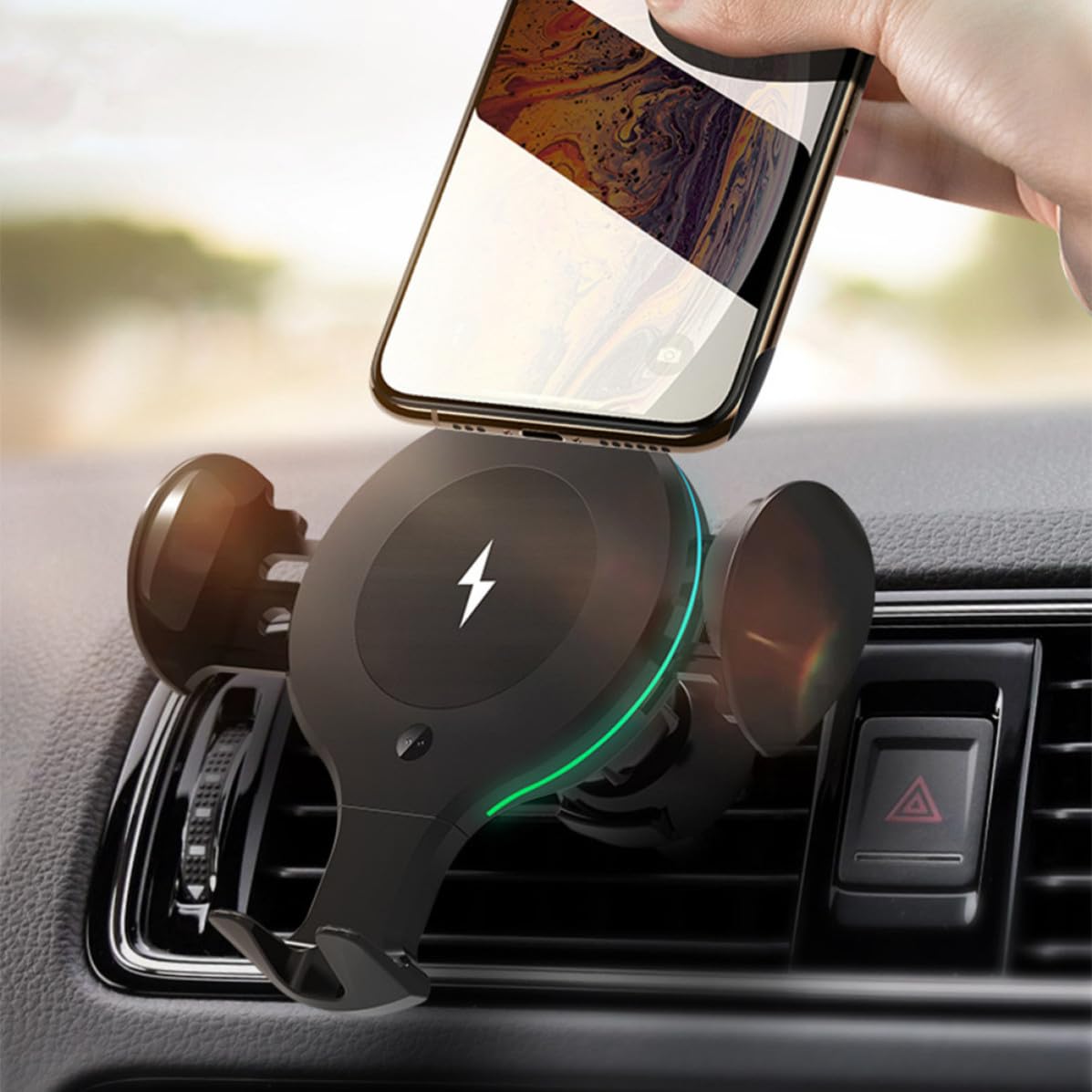 Caricatore per Macchina Wireless da 10w Supporto Telefono Auto Telescopico in Abs e Pom Protezione Temperatura e Sovraccarico per Cellulare in Automobile