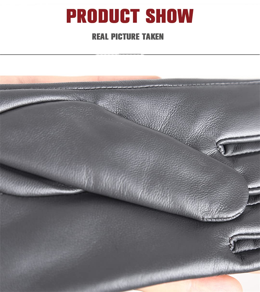 Touch Gloves Guanti in pelle da donna pieghettati con tre bottoni Guanti invernali da donna caldi Dark Grey 8.5