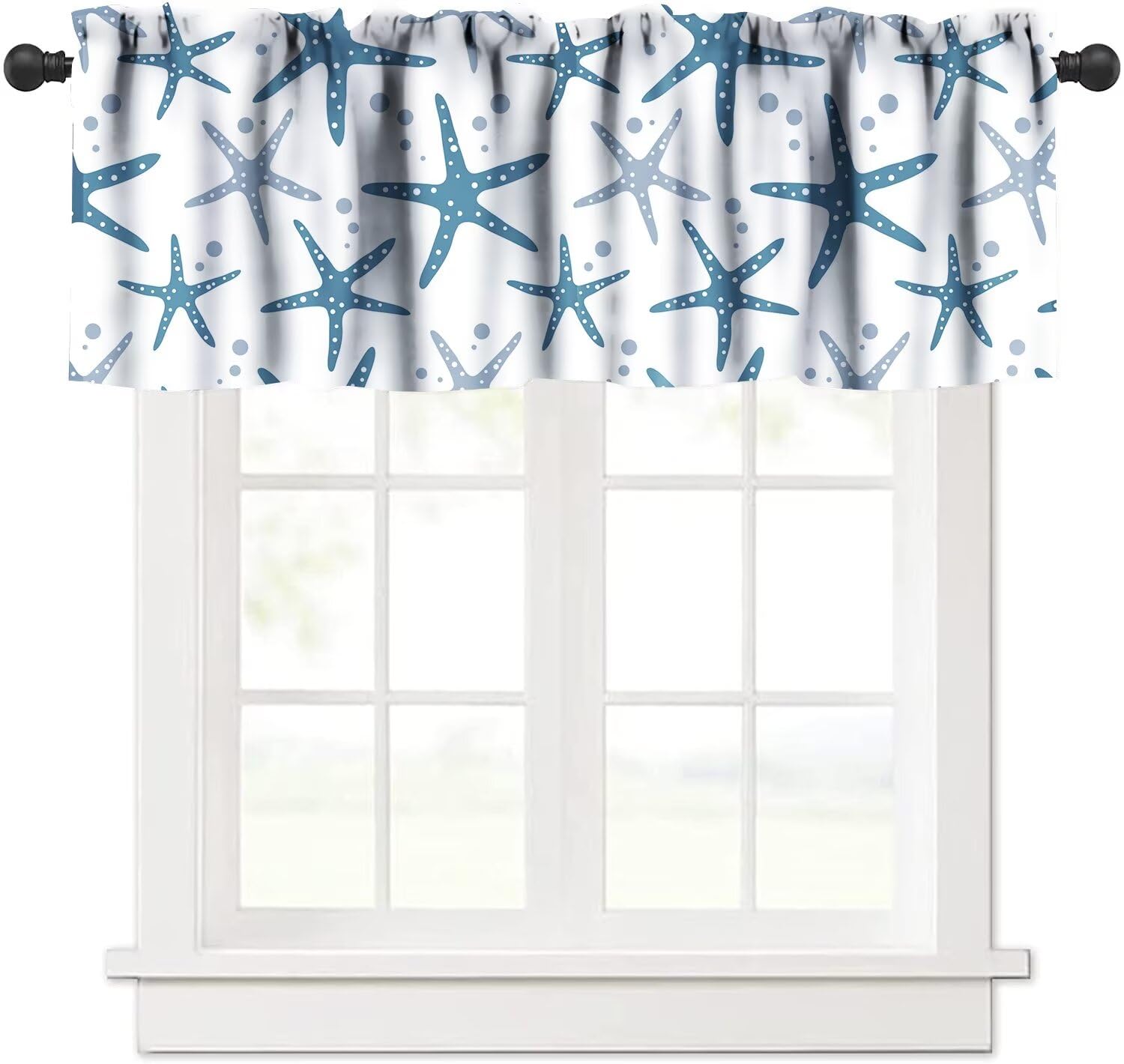 JESTRONRY Ocean Starfish Window Valances with Rod Pocket, Ocean Beach Theme Curtain Valances for Kitchen Bedroom Living Room Dining Room Decor
