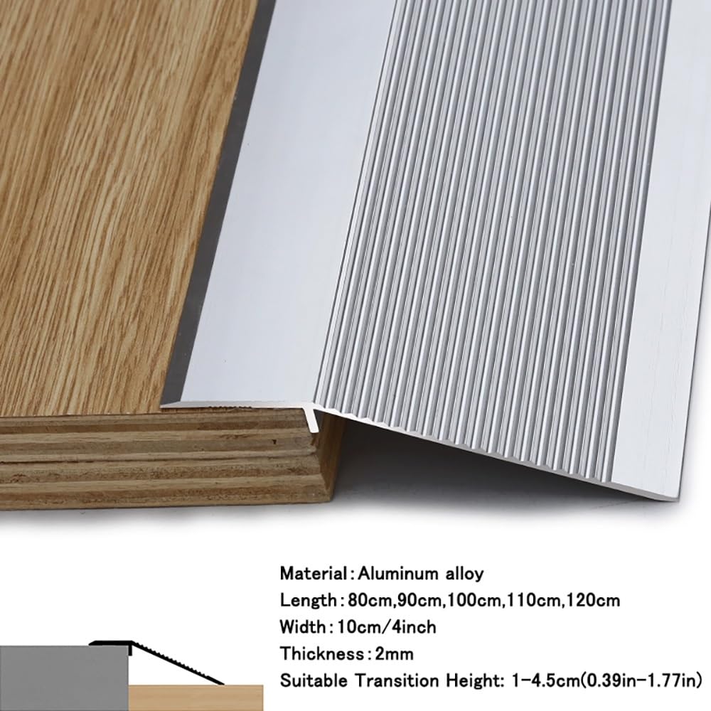 Metalowa listwa przejściowa do podłogi 90 cm - 48 cali do drewna, aluminiowa rampa do różnicy wysokości 1-4,5 cm, długość 100 cm