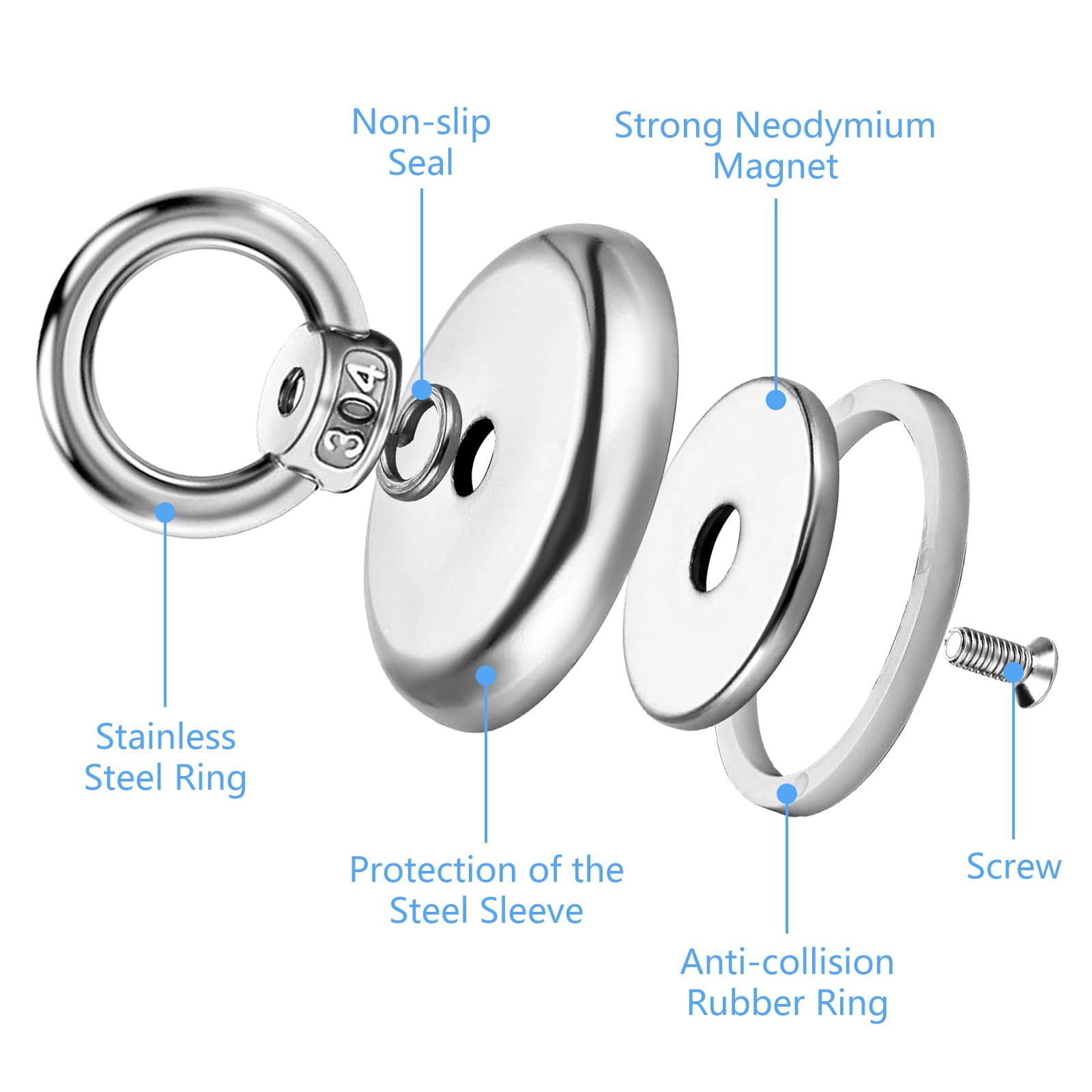 Aimant De Pêche Neodyme Puissant - 1 Pièce, Diamètre 42 mm, Force 55 kg Pour Industrie, Science Et Garage