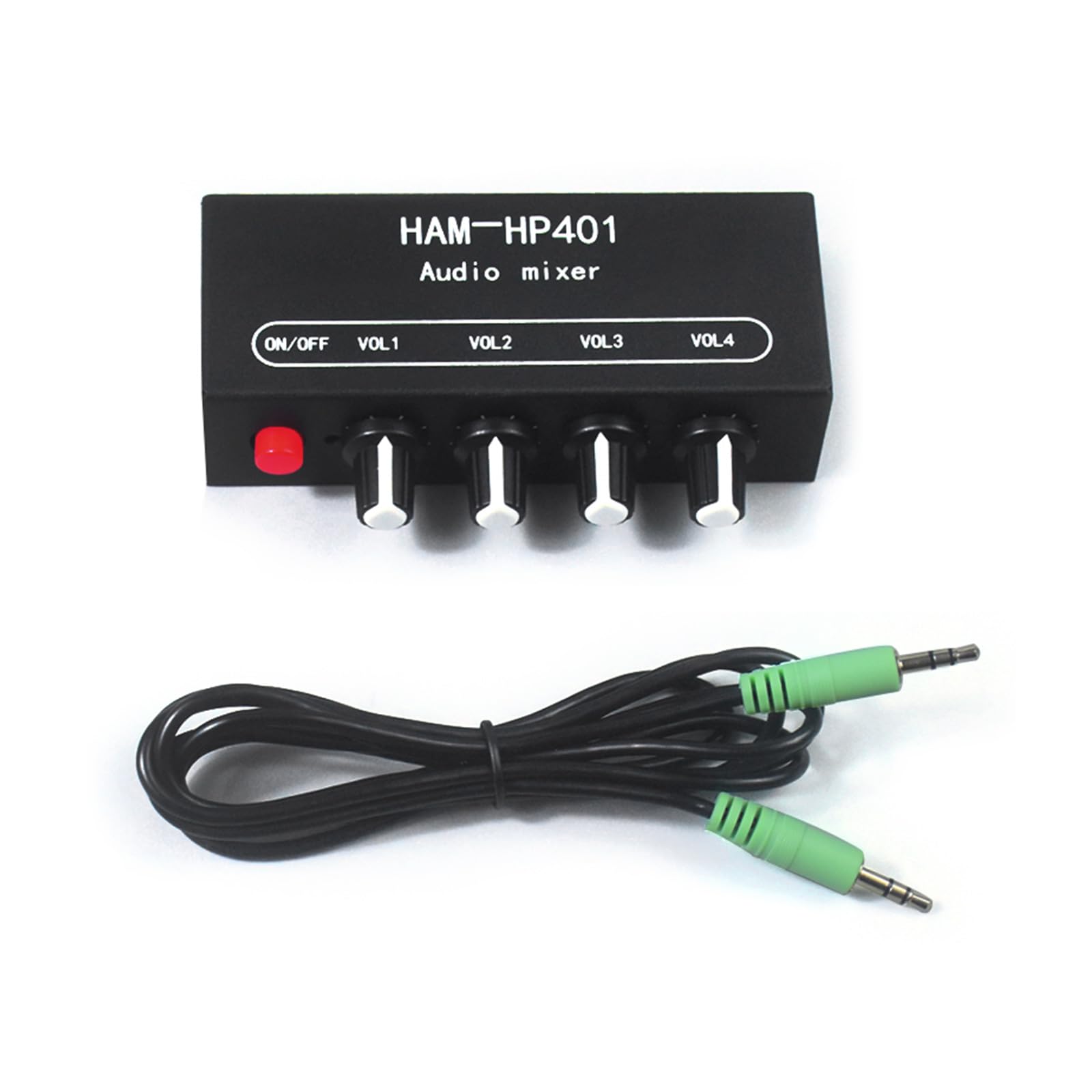 QIEIEI HP401 Stereo Auditory Mixer 4 Input 1 Output Individually Controls Board Sound Mixing Device Headphones Amplifier DC12V