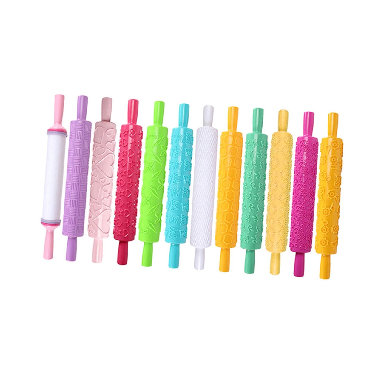 LALAFINA Rouleau à Pâtisserie 8pcs en Plastique Plusieurs Styles Multifonction Motifs Décoratifs Outil Créatif pour Pâte, la Cuisine et Pâtisserie DIY pour Garçon et Filles