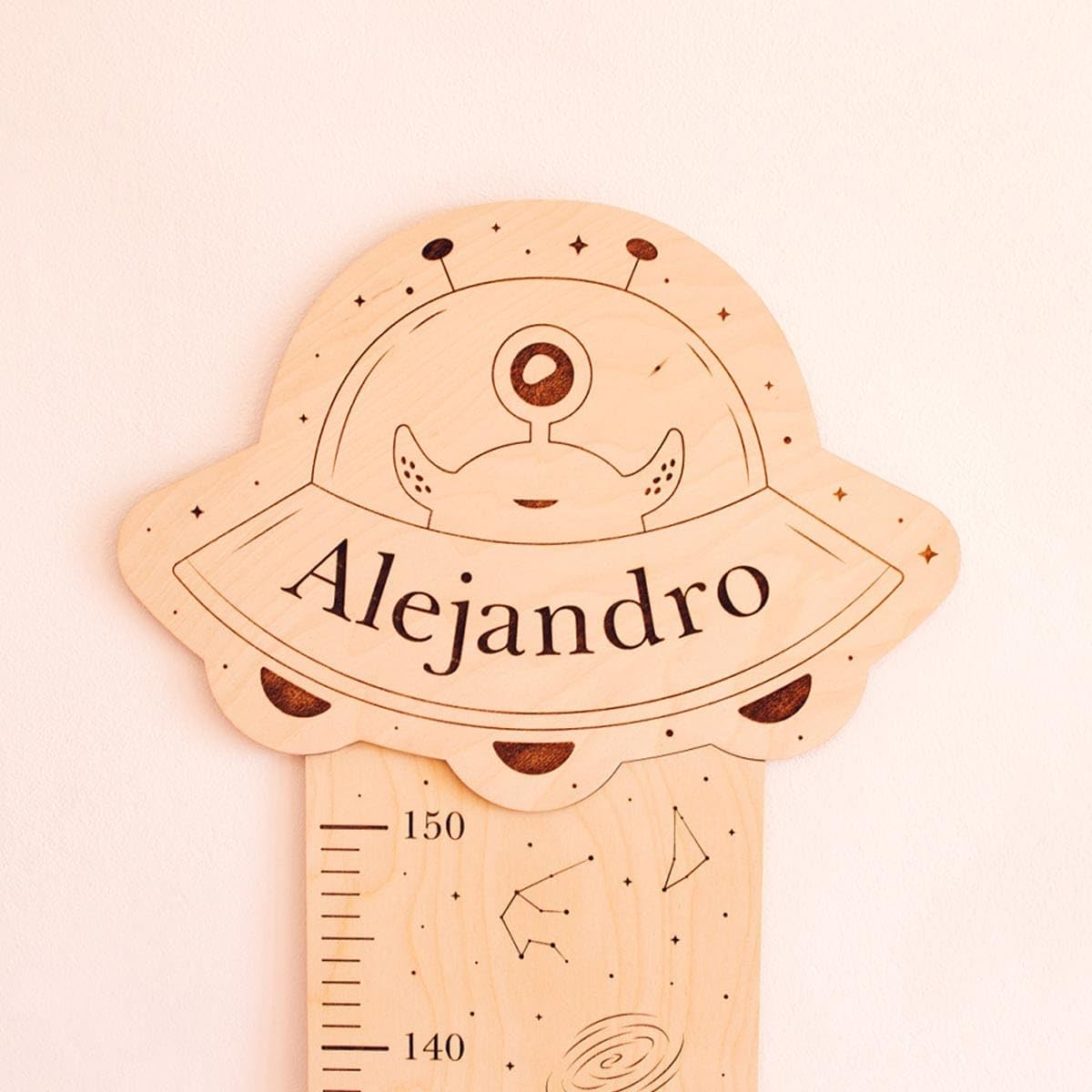 Medidor Infantil Pared Madera Personalizado – Regla de Crecimiento Infantil para Habitación Bebé y Niño – Decoración Infantil Montessori – Tabla Medidora Altura Niños