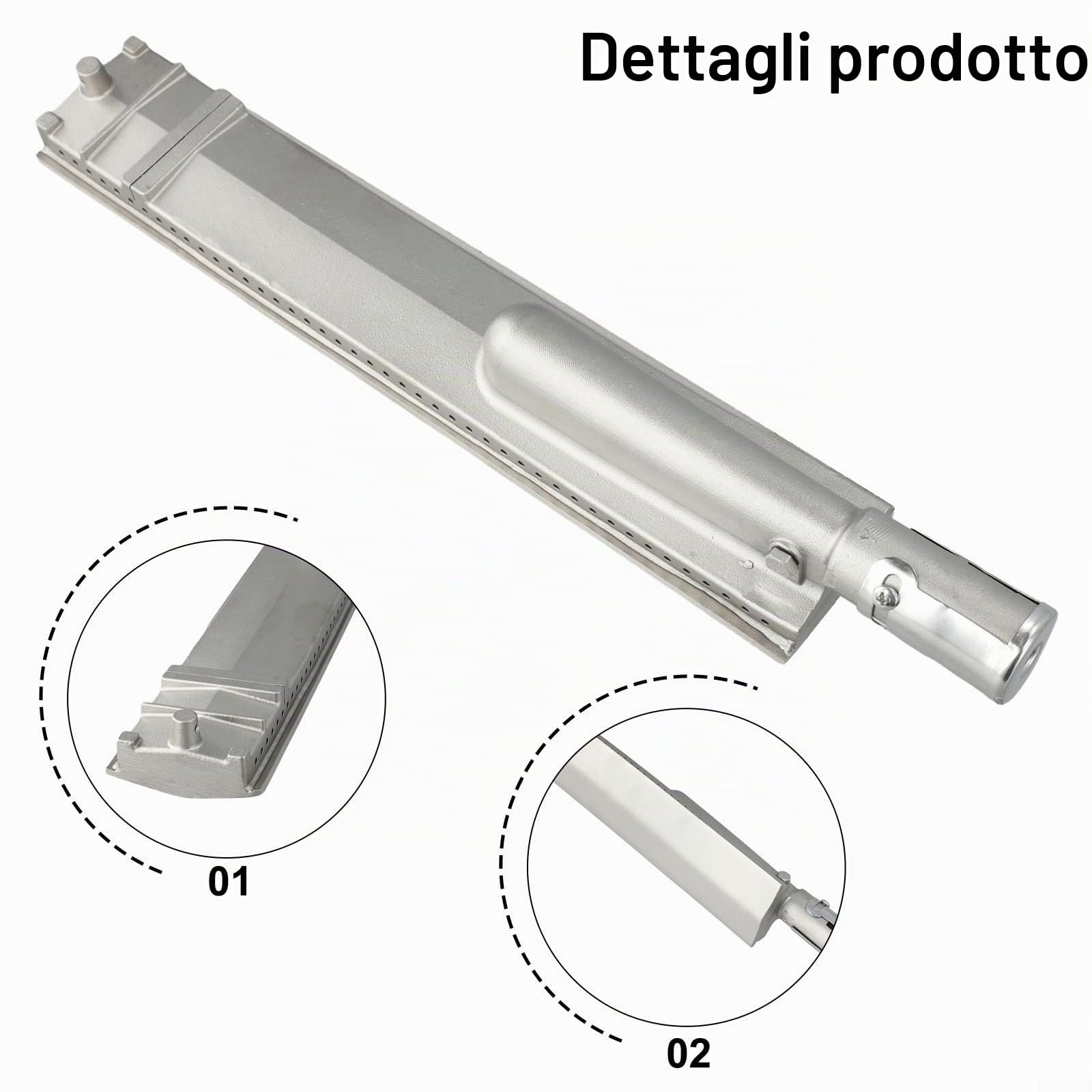 Bruciatore per barbecue in acciaio inox 304 da 40,6 cm, per propano e gas naturale, sostituisce ghisa, 10 anni (fornello di fusione)