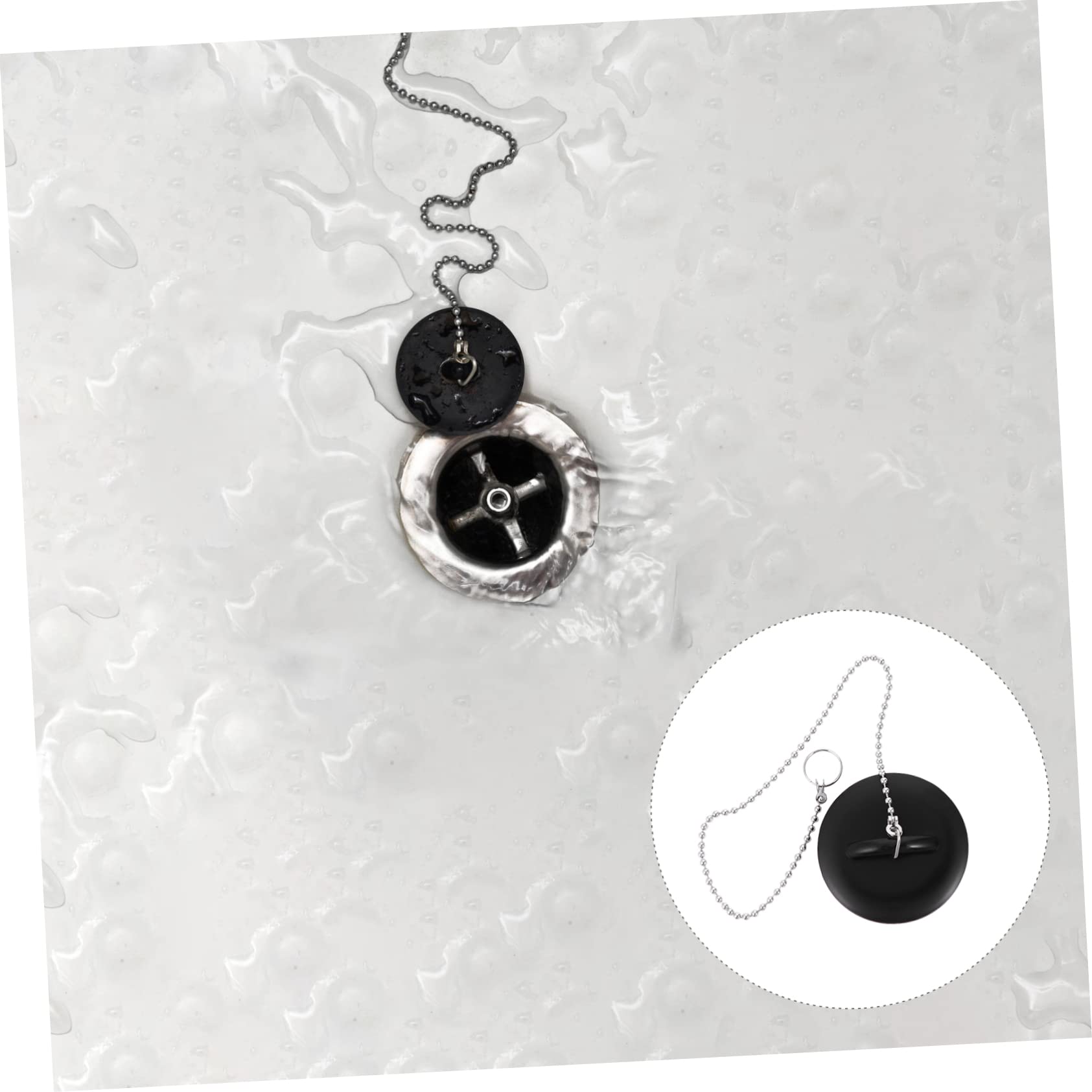 IWOWHERO 2Pcs Sealed Water Stoppers Wear Resistant Bathtub Drain Plugs Leak Covers for Kitchen and Bathroom Odorless and Non Corrosive Design Black Color