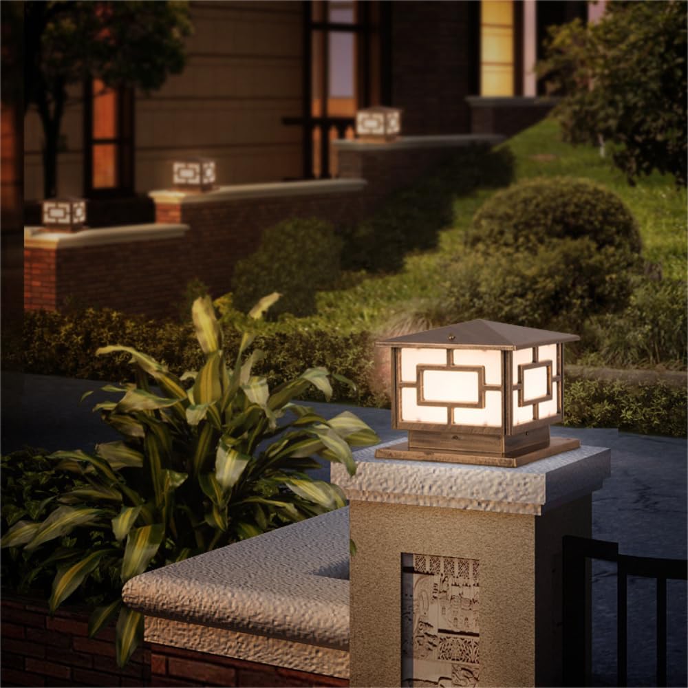 Metalowa lampa w stylu retro, wodoodporna, geometryczna lampa ogrodzeniowa na dziedziniec, ścieżkę, dekorację ogrodową, oświetlenie bezpieczeństwa