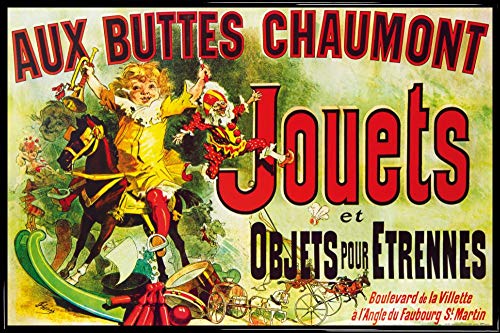 1art1 Vintage Affiche Murale et Cadre (Plastique) - Aux Buttes Chaumont, Jouets Et Objets pour Étrennes, Jules Cheret, 1885 (91 x 61cm)