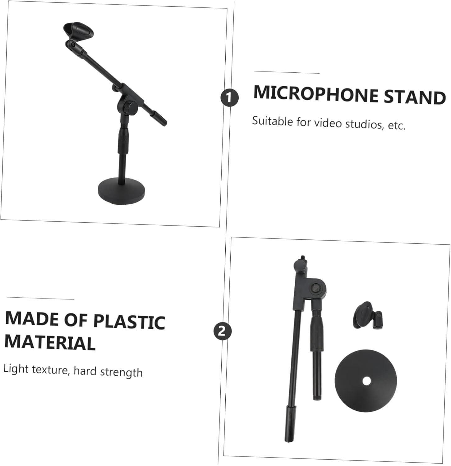 TOYANDONA Adjustable Desktop Microphone Stand with Compact Base Sturdy and Durable Mic Holder for Streaming Gaming and Live Performance