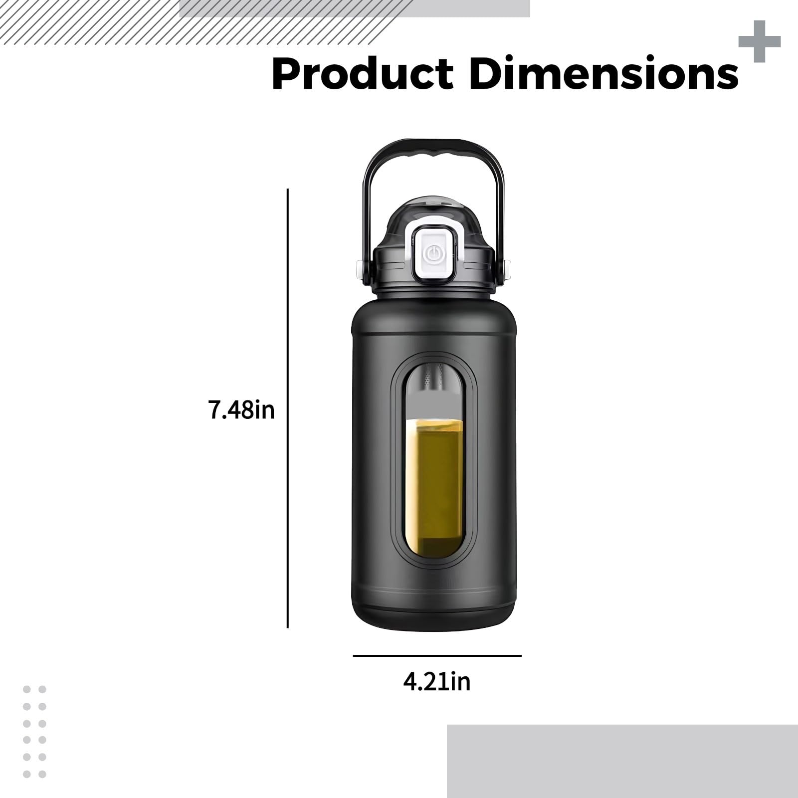 Grande bouteille d'eau en verre de 1000 ml avec manchon en silicone noir, design incassable, bec verseur et paille à double usage, aventures en plein air pour idéal