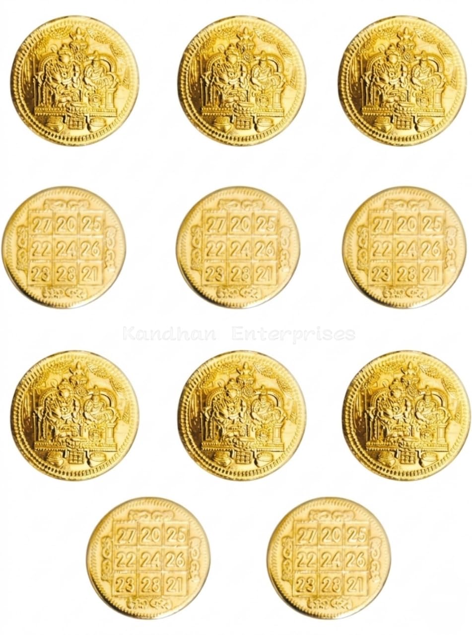 Lakshmi Kubera Coins 11 Nos Brass | Kubera Pooja Coins 11 Nos | Kubera Coin | Vastu Pooja Coins (Brass, 2 cm Diameter X 0.9 mm Thick) (11 Coins)-image-48
