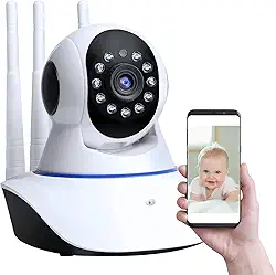 Câmera Babá Eletrônica Wi-Fi Full HD com Áudio Bidirecional Rotação 360° e Alertas de Movimento Monitoramento Inteligente para Bebês e Pets