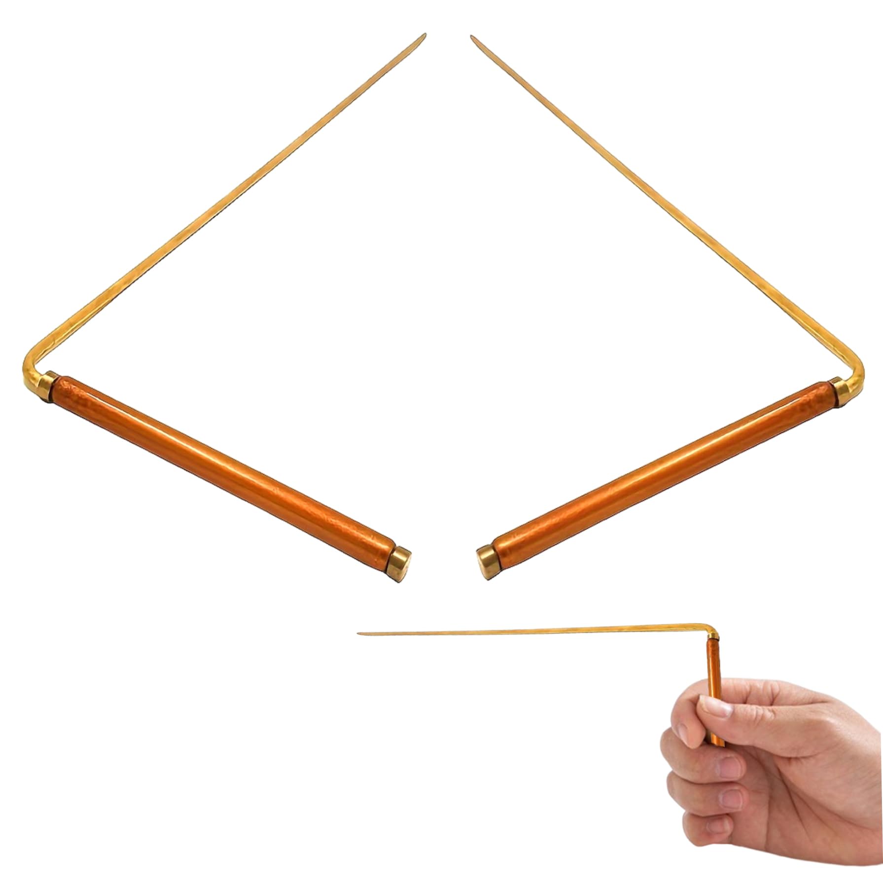 Baguettes de sourcier en cuivre, 1 Paire, Baguettes de sourcier Portables, détecteur métaux spirituels en cuivre pour la Chasse aux fantômes, l'eau, Les trésors et Les Outils Recherche