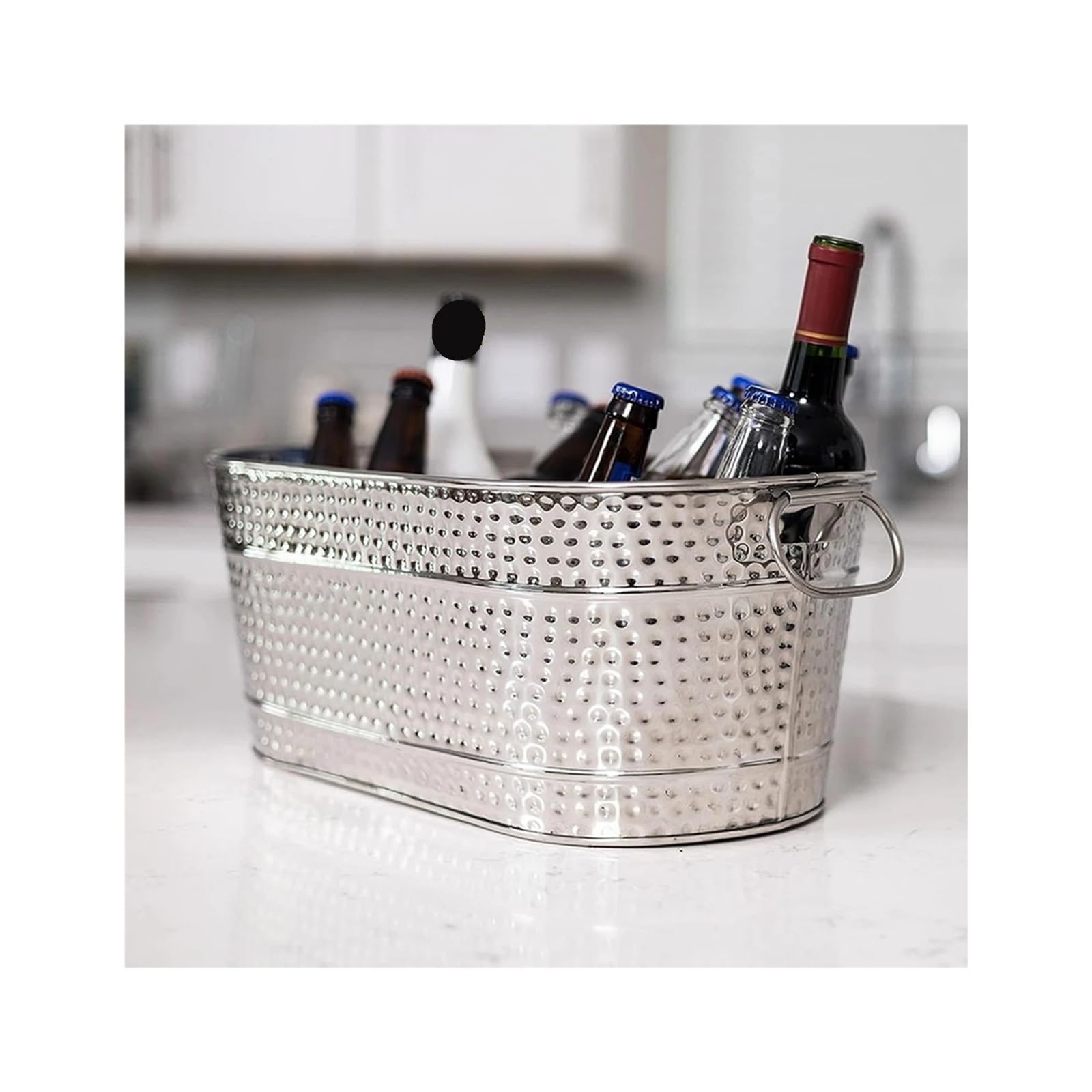 Cubo de Hielo Metal con Asas Transporte, contenedor Enfriador Bebidas for Vino, champán, cócteles, Bar y Uso doméstico