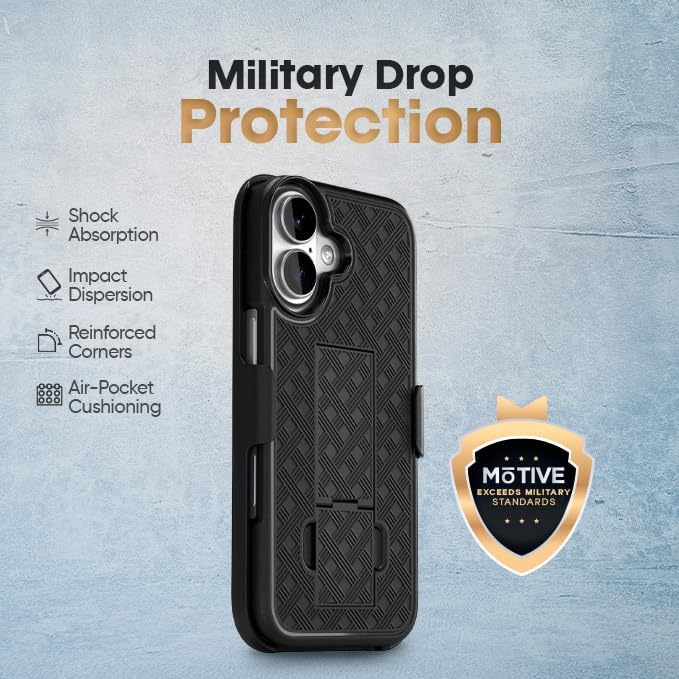 MOTIVE for iPhone 17 Holster Case, Belt Clip Case for iPhone 17, Shell Holster Combo i Phone 17, Slim Rugged Drop Shockproof Protective Cover with Kickstand (6.3") | Ranger v1 Series - Image 5