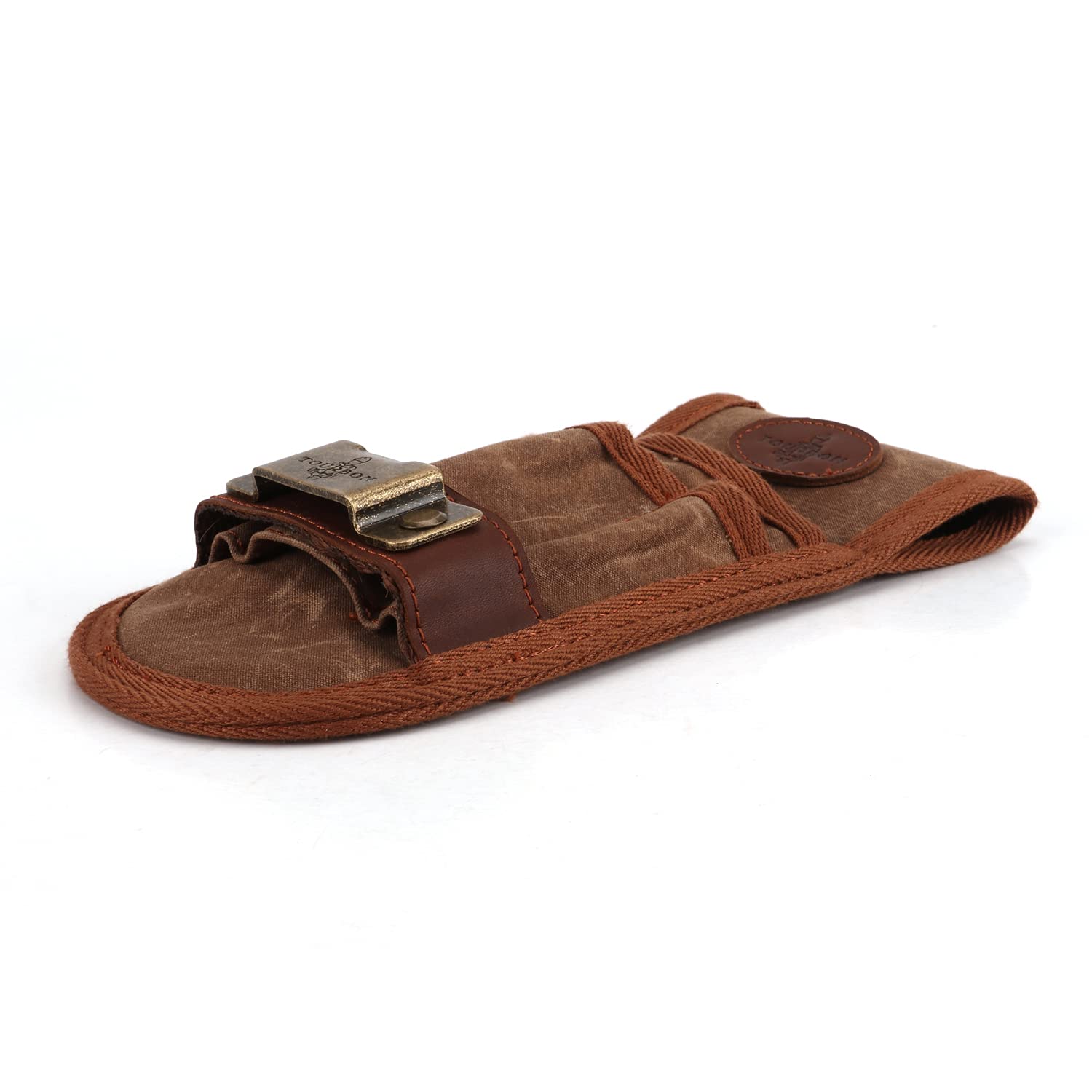 Tour de Ceinture en Toile Cirée et Cuir Outil Ceinture Holster avec Support Mètre Ruban pour Électricien Atelier Marron