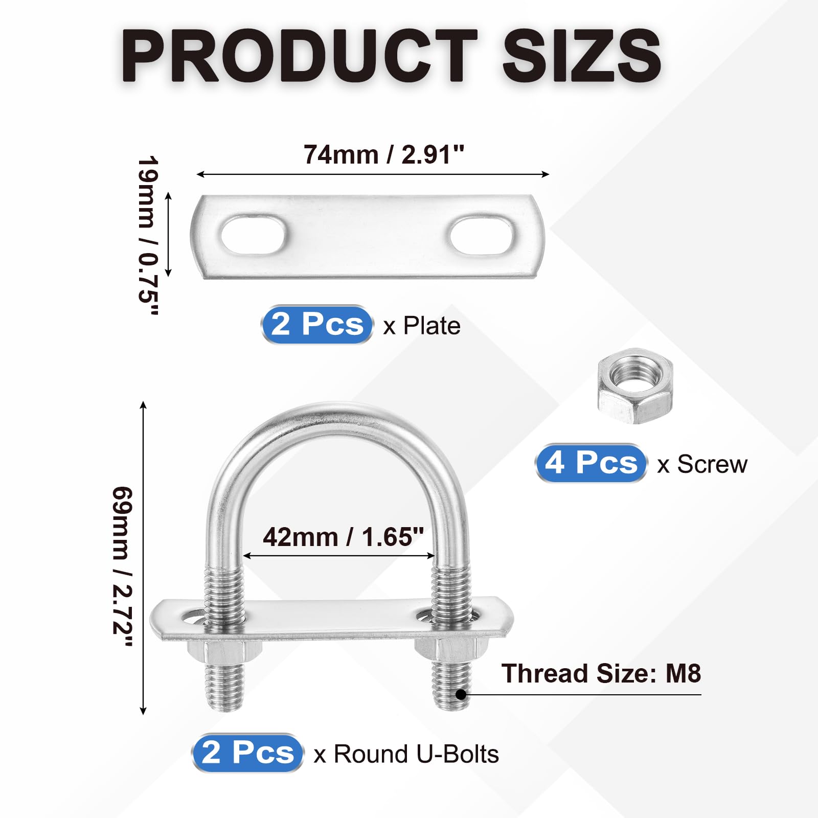 PATIKIL Round U-Bolts - Image 2