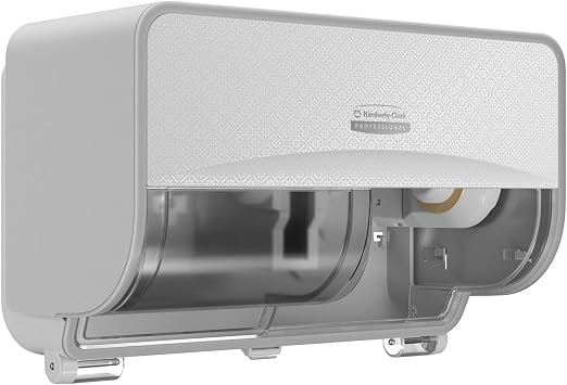 Kimberly-Clark Professional ICON Coreless Toilet Paper Dispenser 58712 | Horizontal Wall Mount, 2 Roll Capacity, White Mosaic Faceplate, Compatible with Coreless Standard Roll Toilet Paper