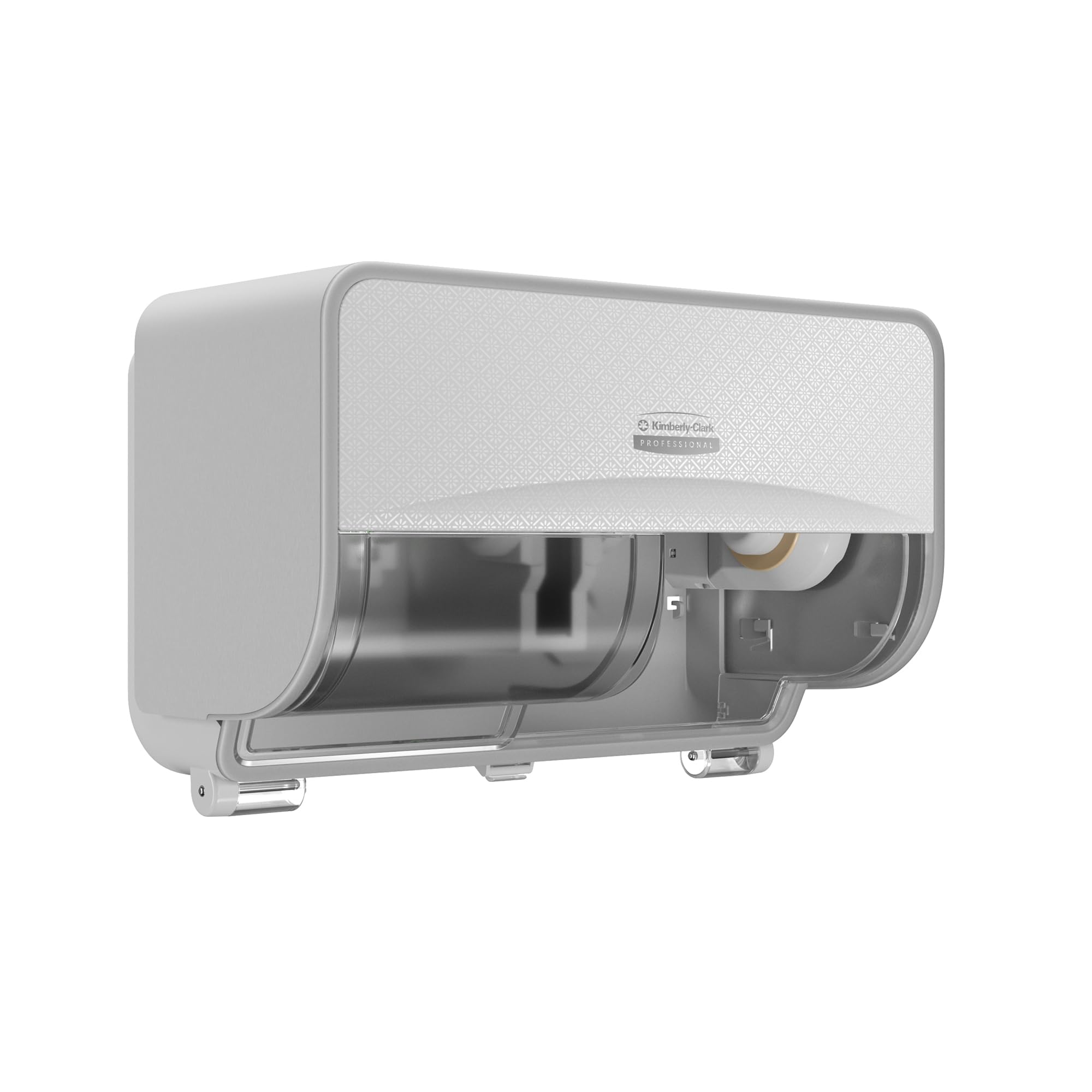 Kimberly-Clark Professional ICON™ - Dispensador de papel higiénico con 2 rollos horizontales (58712), con placa frontal de diseño de mosaico blanco; 1 dispensador y placa frontal por caja