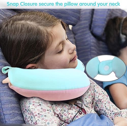 Miniatura 4 de Almohada de viaje para niños, almohada de cuello de unicornio para niños que viajan con máscara de ojos, en forma de U, avión, vuelo, automóvil,