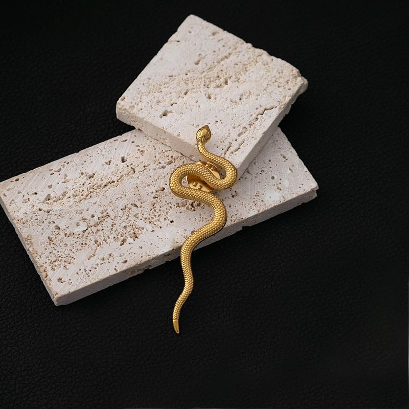 Image of Gothic Snake Brooch Pin - Thriller Animal Serpent Lapel Pin - Metal Punk Bending Creep Cobra Brooch for Women & Men - Suit & Coat Accessory