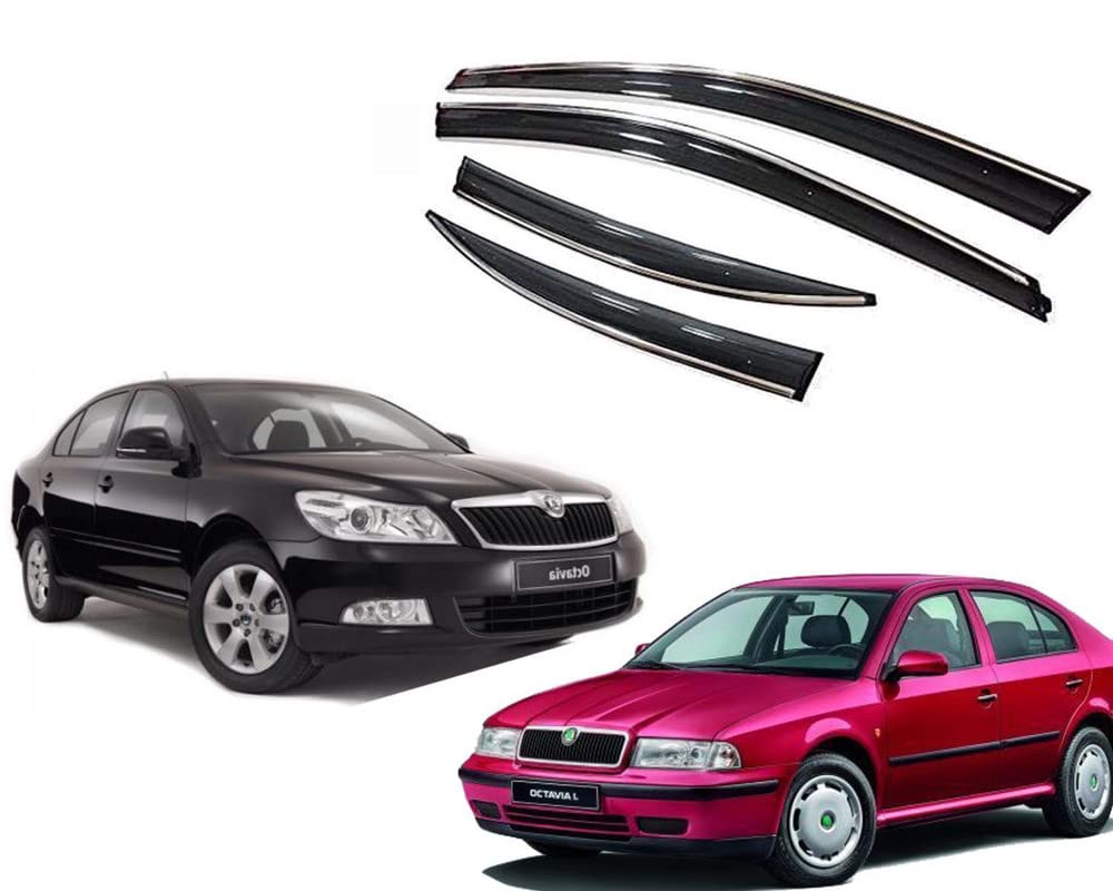 Chromeline Door Rain Visor Wind Deflector for Octavia Old Type 1 2001-2010 Set of 4 Pieces-image-27