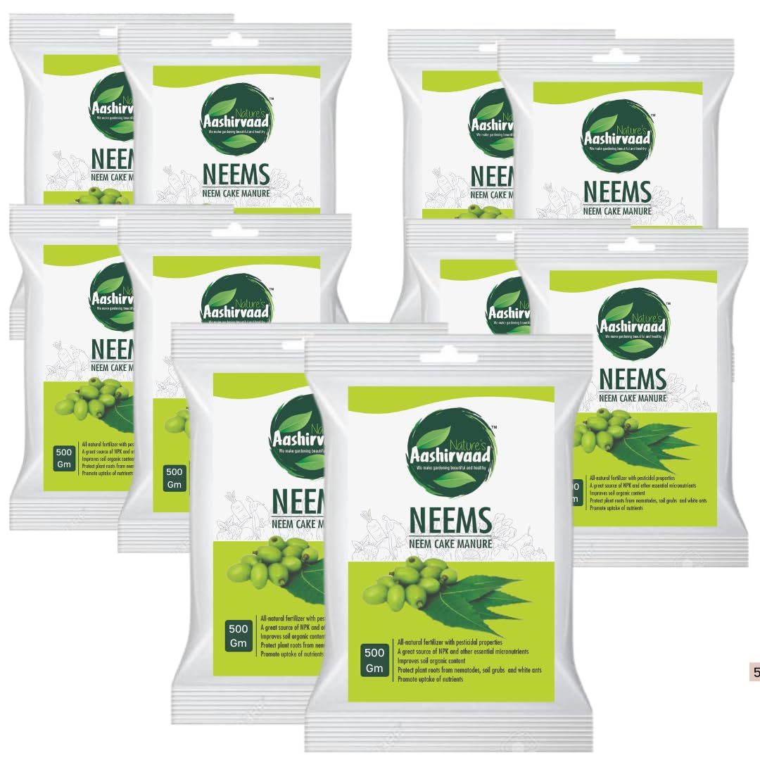 Organic Neem Cake Powder Concentrated Bio Fertilizer and Pest Repellent for Plants | 100% Pure Neem Khal Powder for Healthy Growth and Protection (500Gm Each) (Pack of 10)