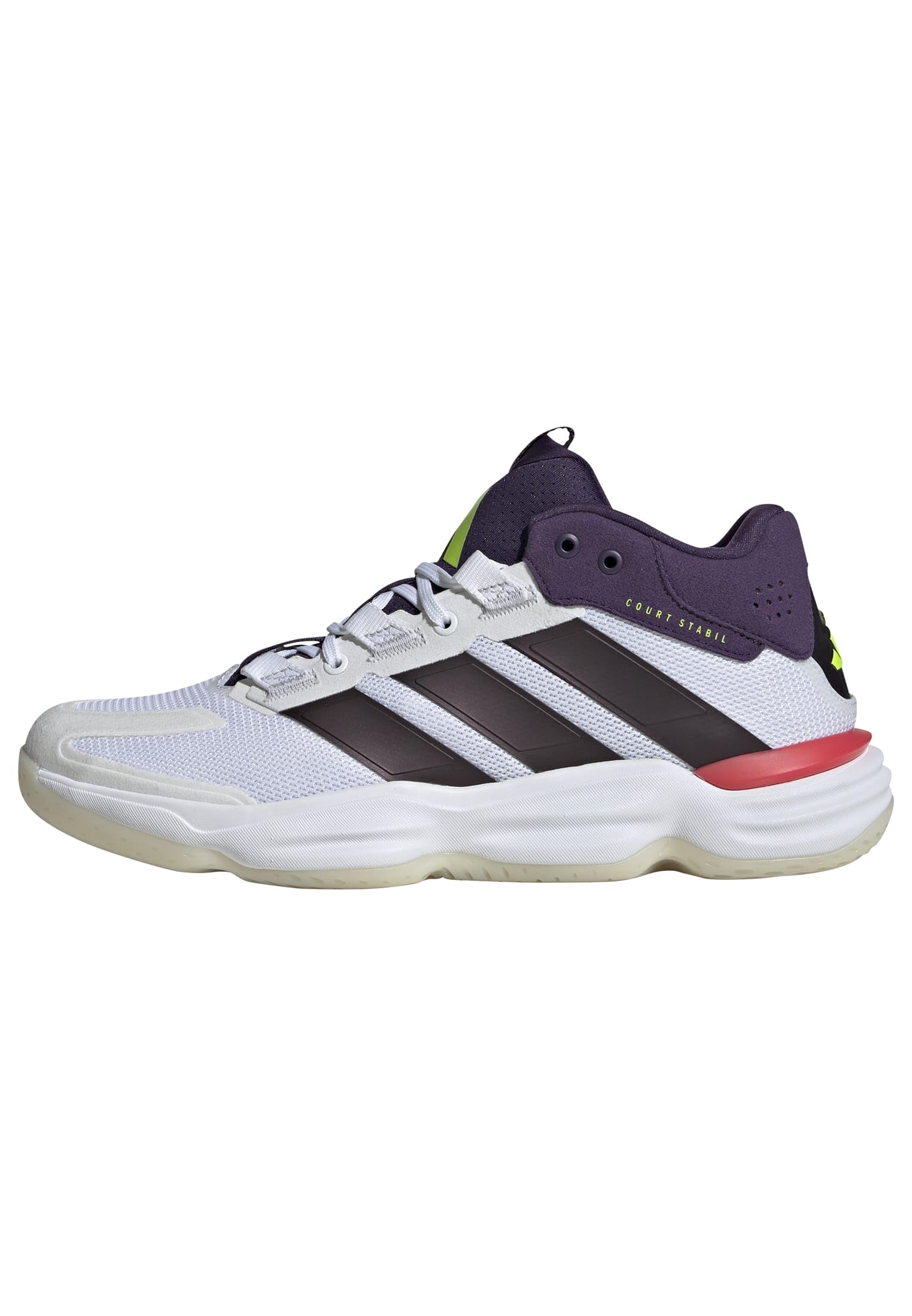 adidas Men's Courtstabil Indoor Performance Shoes, Cloud White/Aurora Met. / Aurora Plum, 7 UK