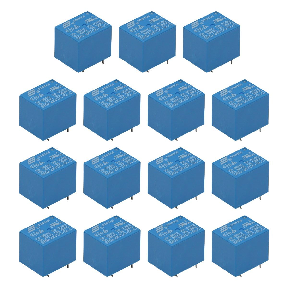 15PCS Mini Power Relay SRD-12VDC-SL-C 10A PCB Mount 5-Pin DC Power Relay for Universal Household Appliance（12V）