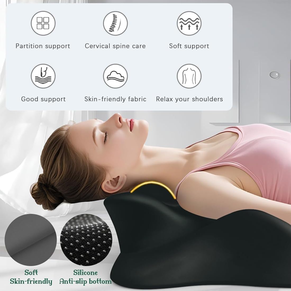 Sweet Spot Pillow, Ergonomic 27° Angle Perfect Position Couples Pillow,Perfect Instant Intimacy Pillows, Wedge Memory Foam Butt Cushion, Provides Waist and Neck Support (Black+Earplugs+Eye mask)