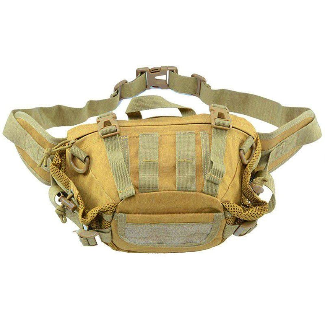 Outdoor Unisex Waist Bag Tactical Military Waist Pack Chest Bag Pouch Waterproof Hip Belt Bag Pouch for Hiking Climbing (Tan)-image-8