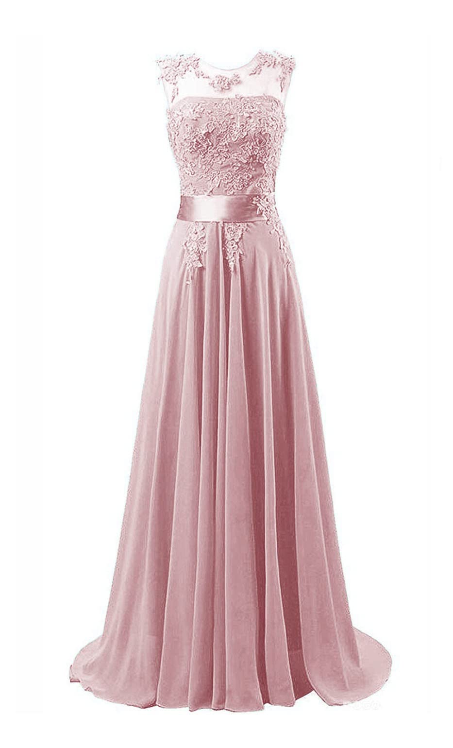 Lecureler Long Applique Prom Bridesmaid Dress Blush Size 20