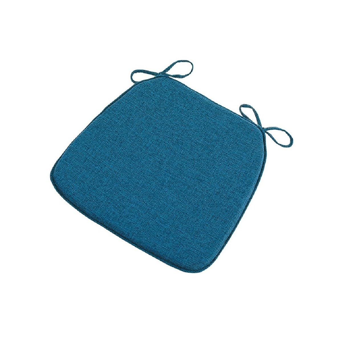JXRY Chair Cushions 42 x 40 x 3 cm, with Ties Anti-slip Bottom Dining Chair Cushions, Kitchen Desk Chair Cushion Seat Pads, for Garden Office Living Room, Blue