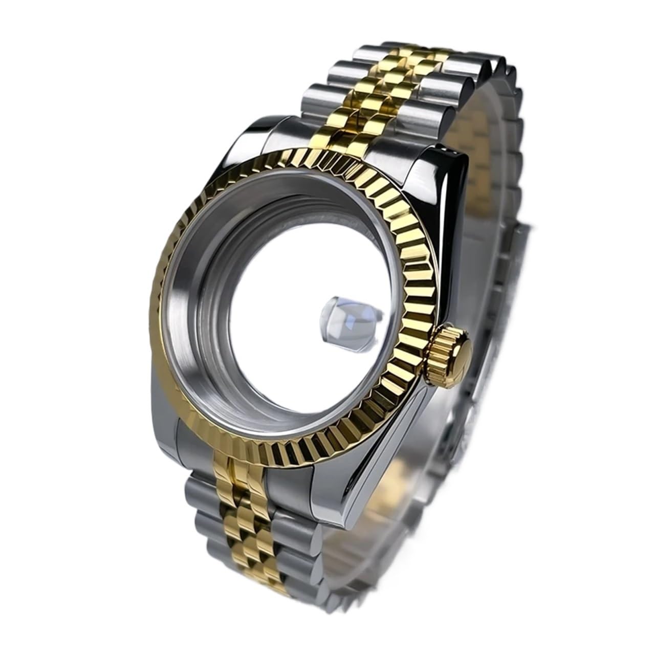 1 pezzo da 39 mm NH35 cassa DJ2T lunetta scanalata oro giallo vetro zaffiro SK Mod DJ parti di modifica adatte for orologio in acciaio NH35/36