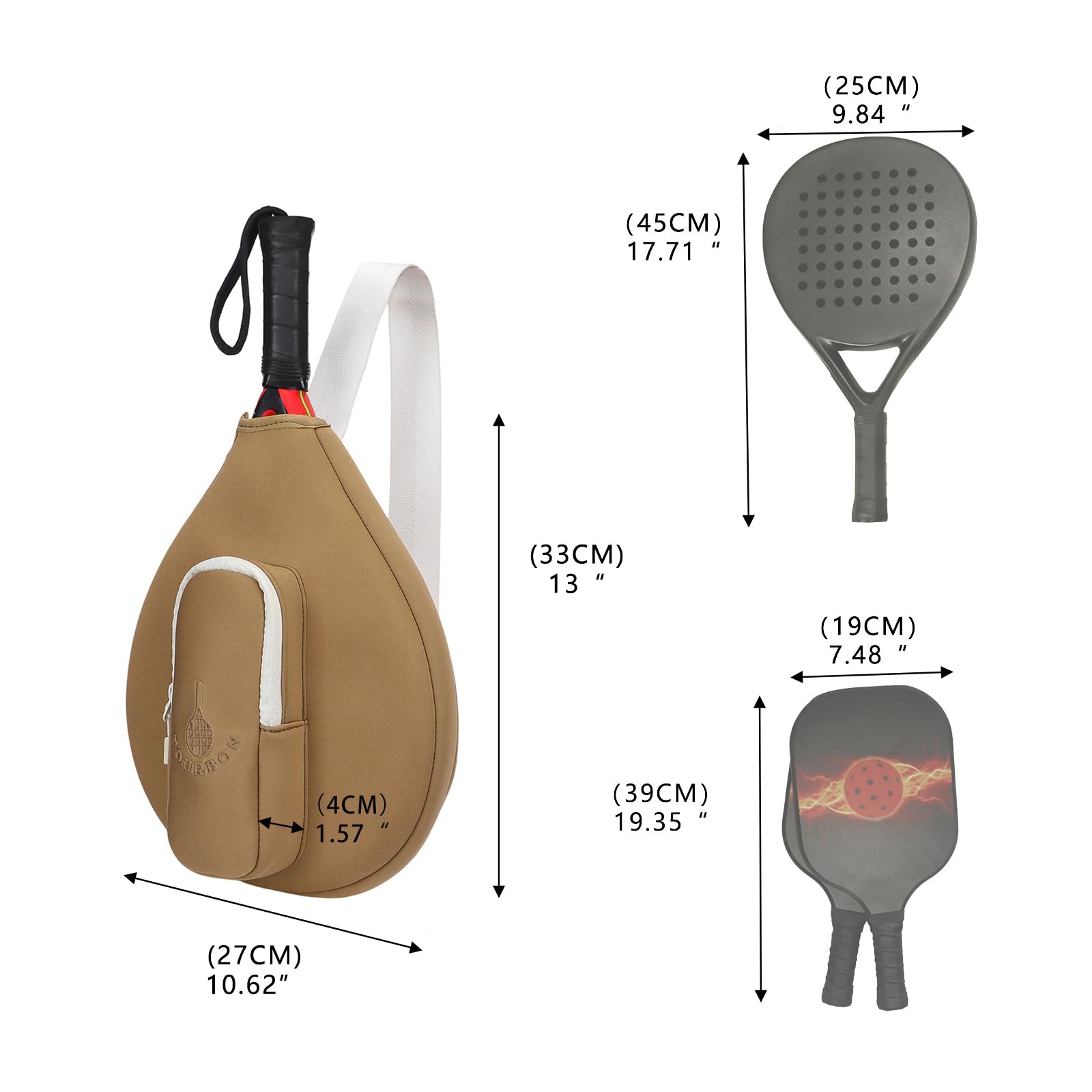 Tourbon Pickleball-Paddelhülle aus Neopren, leicht, für Badminton-Padelschläger für Männer und Frauen