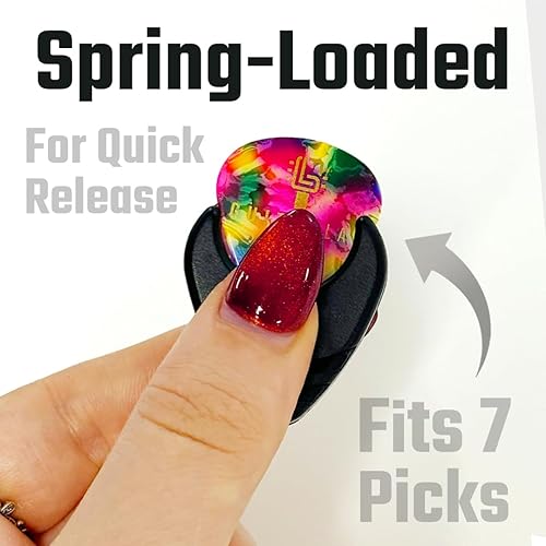 Miniatura 5 de Soporte para púas de guitarra con respaldo adhesivo, con 10 púas de celuloide gratis (0.018 in, 0.028 in, 0.038 in), relleno de calcetines, regalos