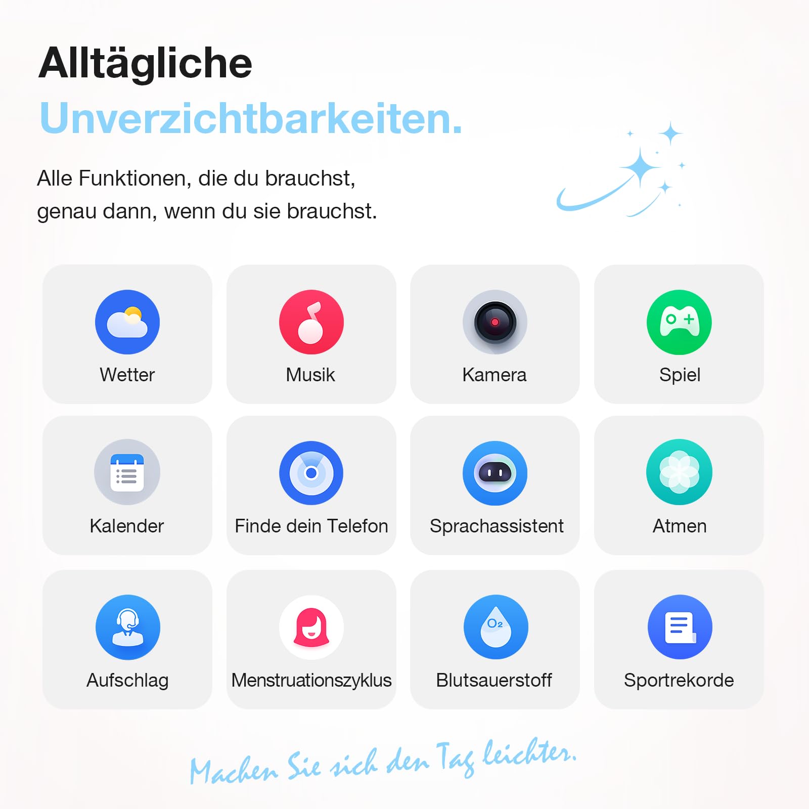 Smartwatch Damen Herren, 1,85″ AMOLED Touchscreen, Fitness Tracker mit Bluetooth Anrufen & KI, Herzfrequenz, SpO2, Schlaf- & Frauenzyklus-Tracking, 100+ Sportmodi, 3ATM Wasserdicht für iOS & Android