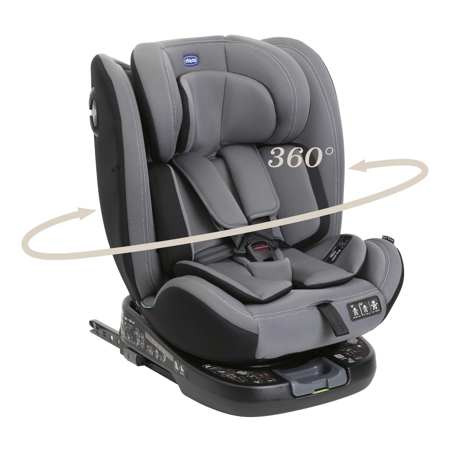 Chicco Unico Evo I-Size, Seggiolino Auto 0-36 Kg, omologato ECE R129/03, Isofix Girevole A 360° E Reclinabile, Gruppo 0+/1/2/3 Da 0 A 12 Anni