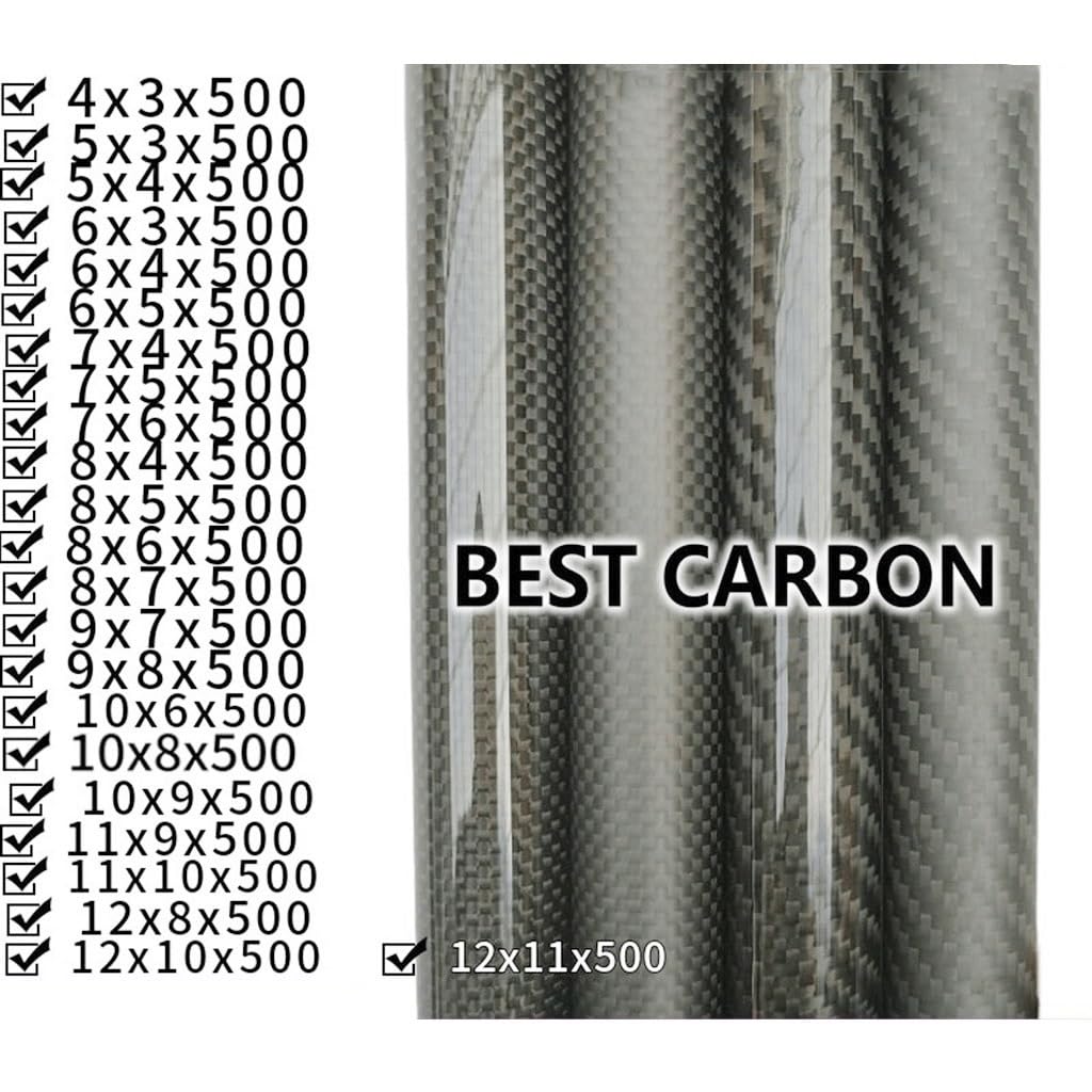 Pręt z błyszczącego włókna węglowego 3K o średnicy 500 mm, lekka pusta rura do samodzielnego montażu samolotów(5x3 x 500mmx 2 pcs)
