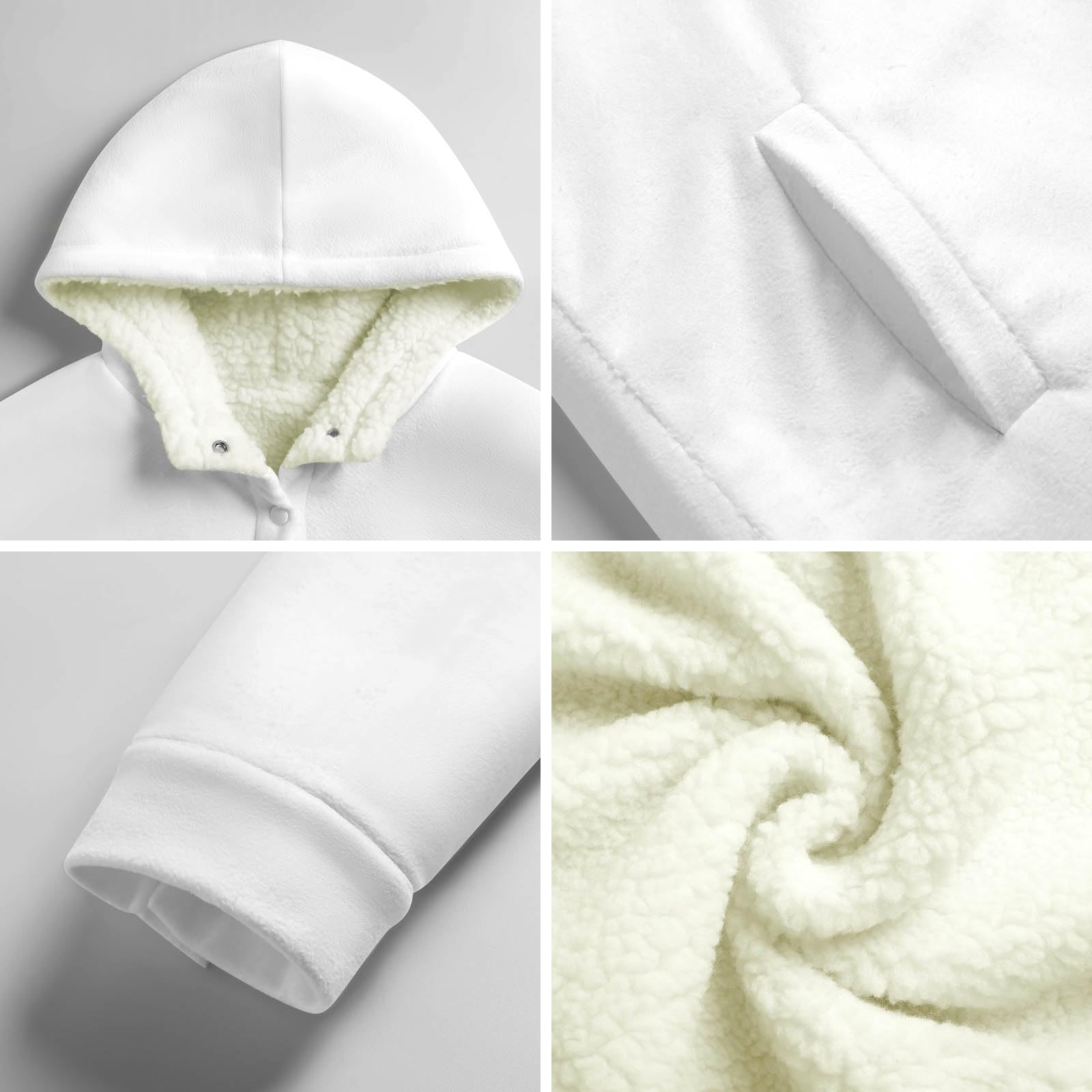 Veste à Capuche en Polaire D'Une Branche Cerisier En Fleurs Manteaux Doublée de Sherpa Ambiance Printanière - Hiver chaud - Super Doux et Confortable - Sweat à Capuche Manches Longues, Poudre Blush
