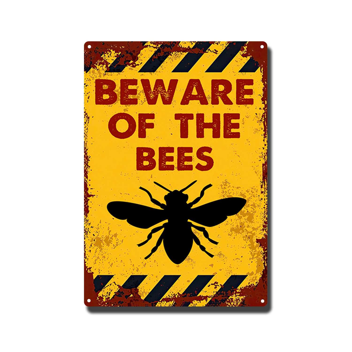 RSPYOAG Vintage Beware of The Bees Metel Tin Signs Retro Warning Tin Sign Wall Decor for Home Farm-8x12inch-Tin Sign