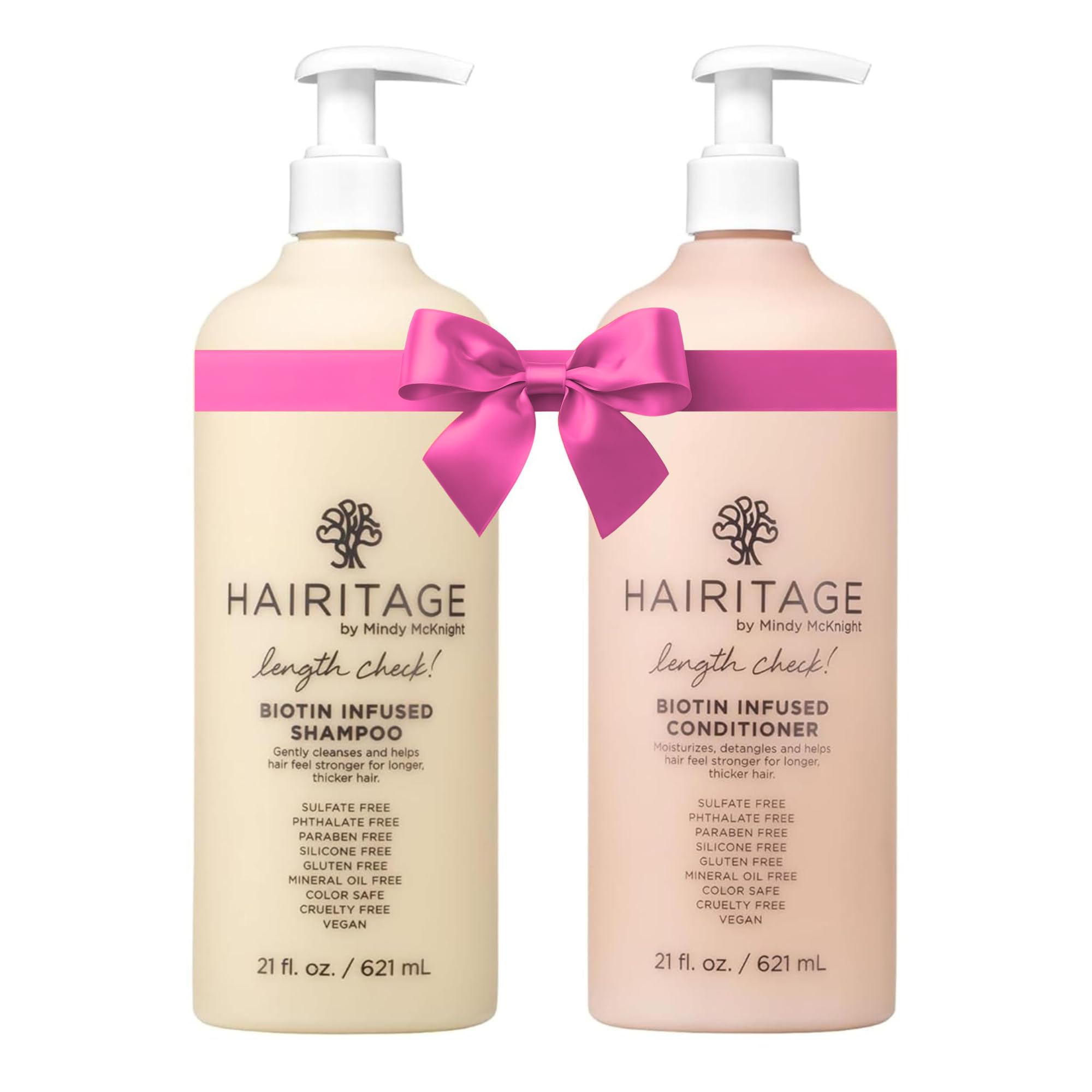 Hairitage Biotin + Castor Oil Shampoo and Conditioner Set - Volume + Moisture - Sulfate Free + Color Safe - Women + Men Hydrating Repair Shampoo Conditioner