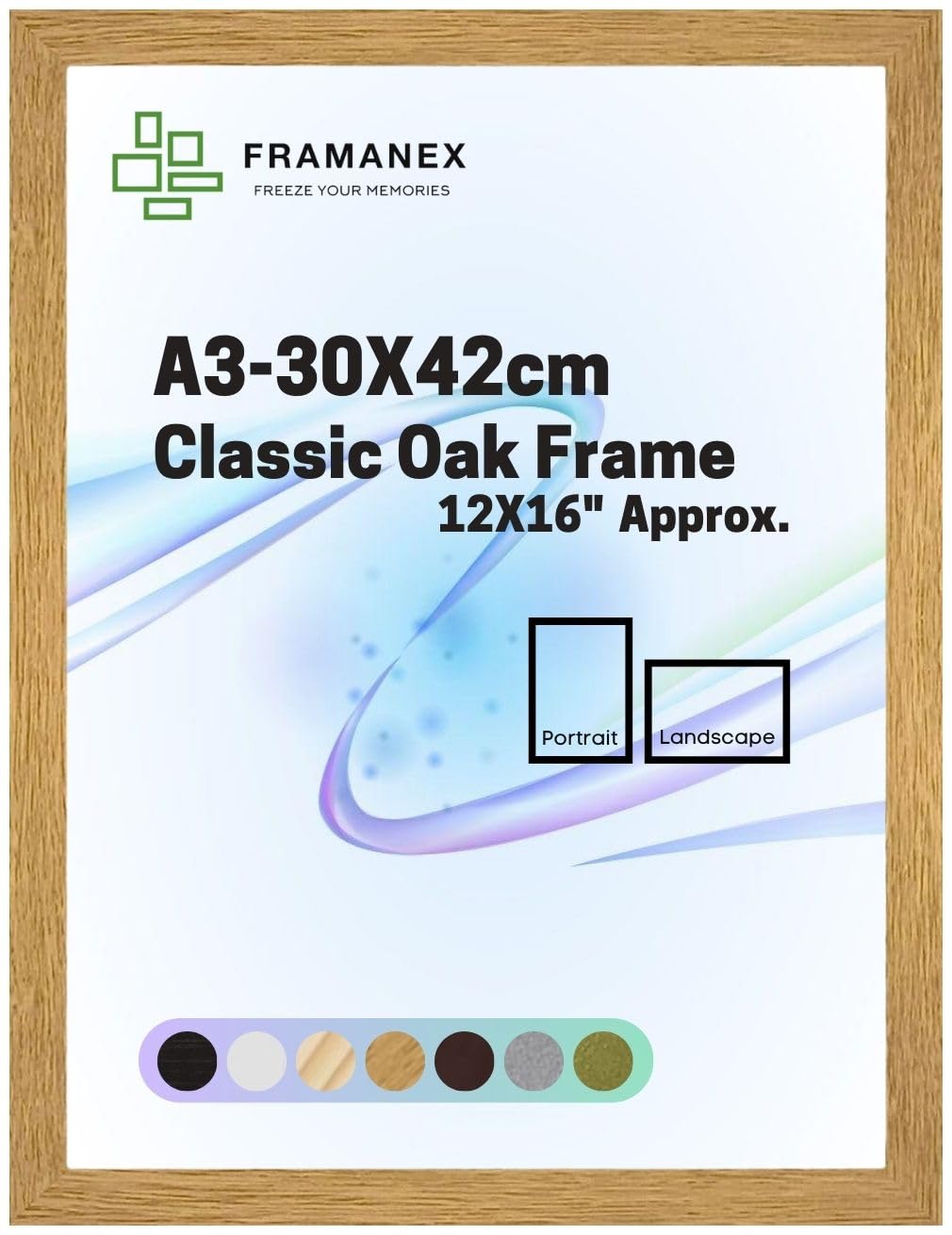 FRAMANEX Modern Dome Shape Frames | Oak Colour A3 Picture Photo Poster Frames | A3 Rectangle Picture Frame | Beautify Your Walls with SD Mold Wood Finish Photo Frame
