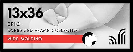 Americanflat 13x36 Picture Frame with Polished Plexiglass - Black Picture Frame - Wide Photo Frames Made of Engineered Wood for Vertical or Horizontal Wall Display - Epic Collection - Black