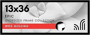 Americanflat 13x36 Picture Frame with Polished Plexiglass - Black Picture Frame - Wide Photo Frames Made of Engineered Wood for Vertical or Horizontal Wall Display - Epic Collection - Black