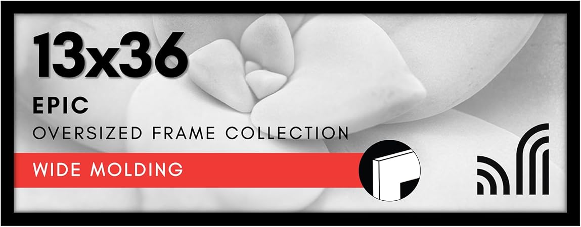 Americanflat 13x36 Picture Frame with Polished Plexiglass - Black Picture Frame - Wide Photo Frames Made of Engineered Wood for Vertical or Horizontal Wall Display - Epic Collection - Black