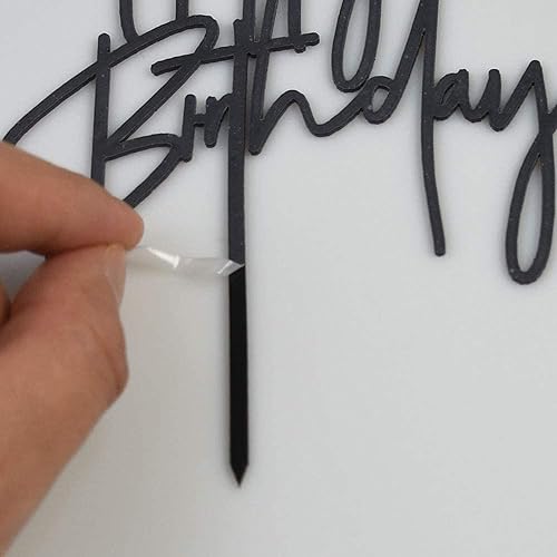 Miniatura 4 de 10 piezas de decoración de pastel de cumpleaños de acrílico negro serie de decoraciones para tartas de cumpleaños