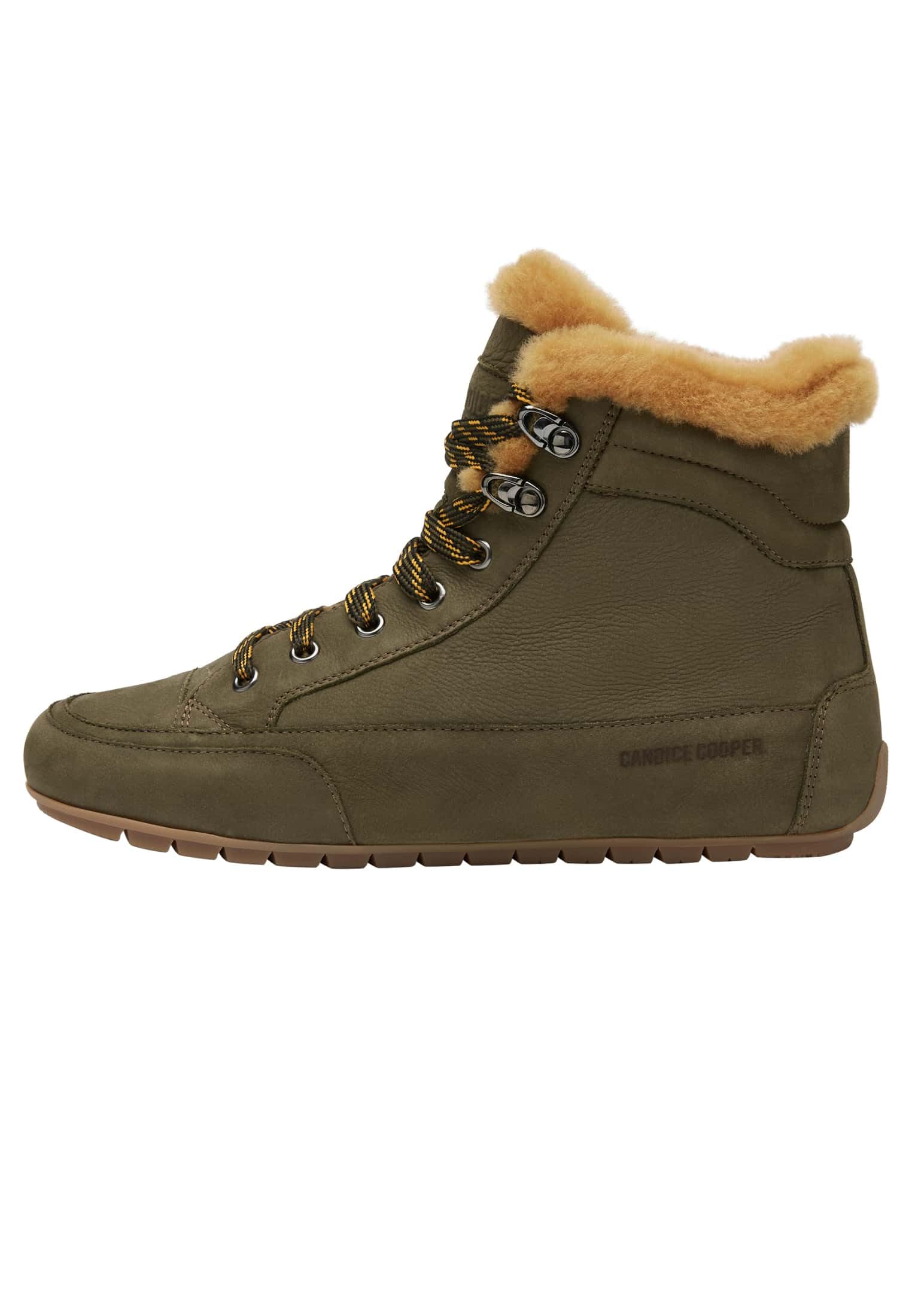 Candice Cooper Women's Vancouver Fur Oxford Flat, Army Green, 3.5 UK
