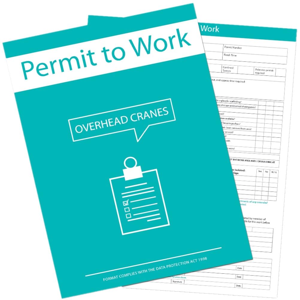 Overhead Cranes Permit to Work Forms - Pack of 10 | Safety Compliance Documentation for Lifting Operations