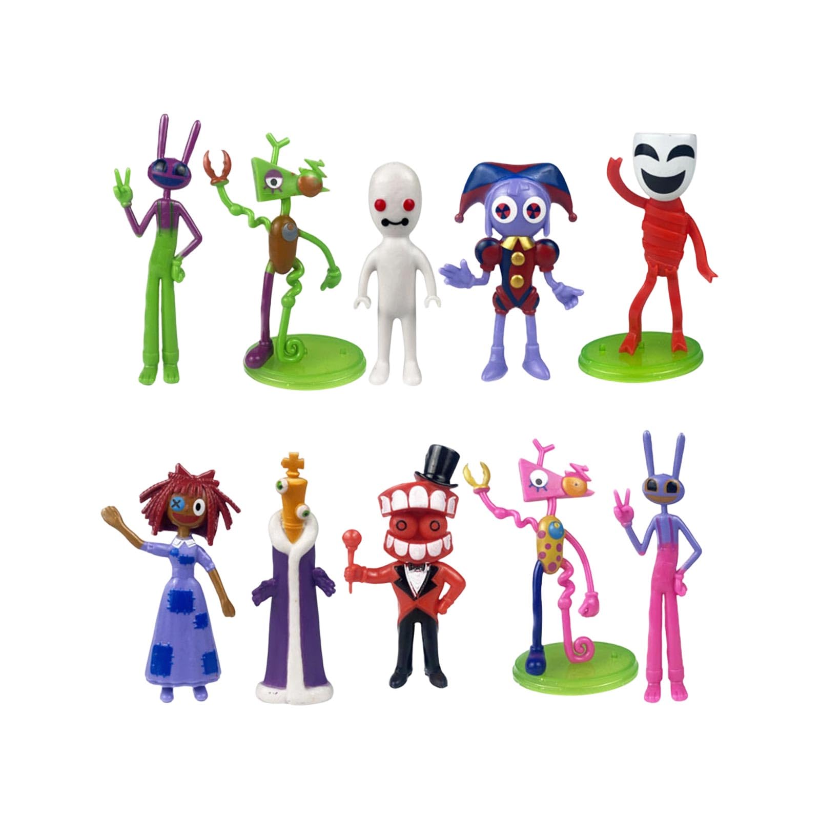 10PCS Cartoon Circus Character Circus Merch Cartoon Action Figure Toy Set Collectible Figurine with Accessories Themed Character Playset Gift for Kids Boys Girls